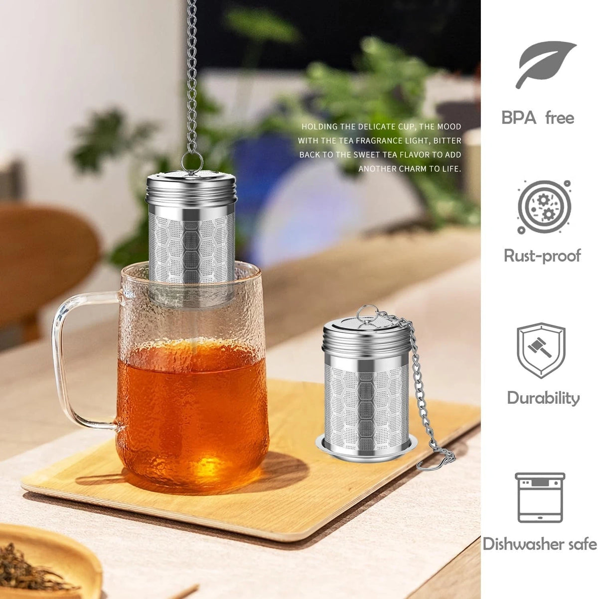 2 Pack Extra Fine Mesh Tea Infuser for Loose Tea Teapot Cups