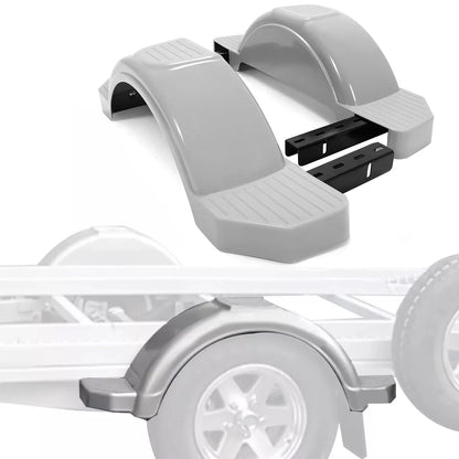 Set of 2 Single Axle Trailer Fenders w/ Steps for 12" Wheels