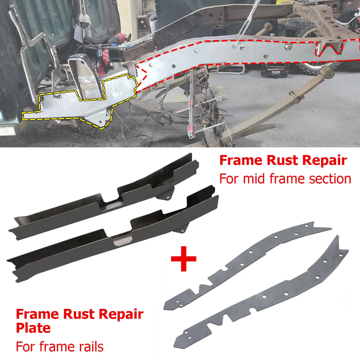 Frame Rust Repair Set & Repair Plate Steel for Toyota Tacoma (1996–2004) AINUO000000017