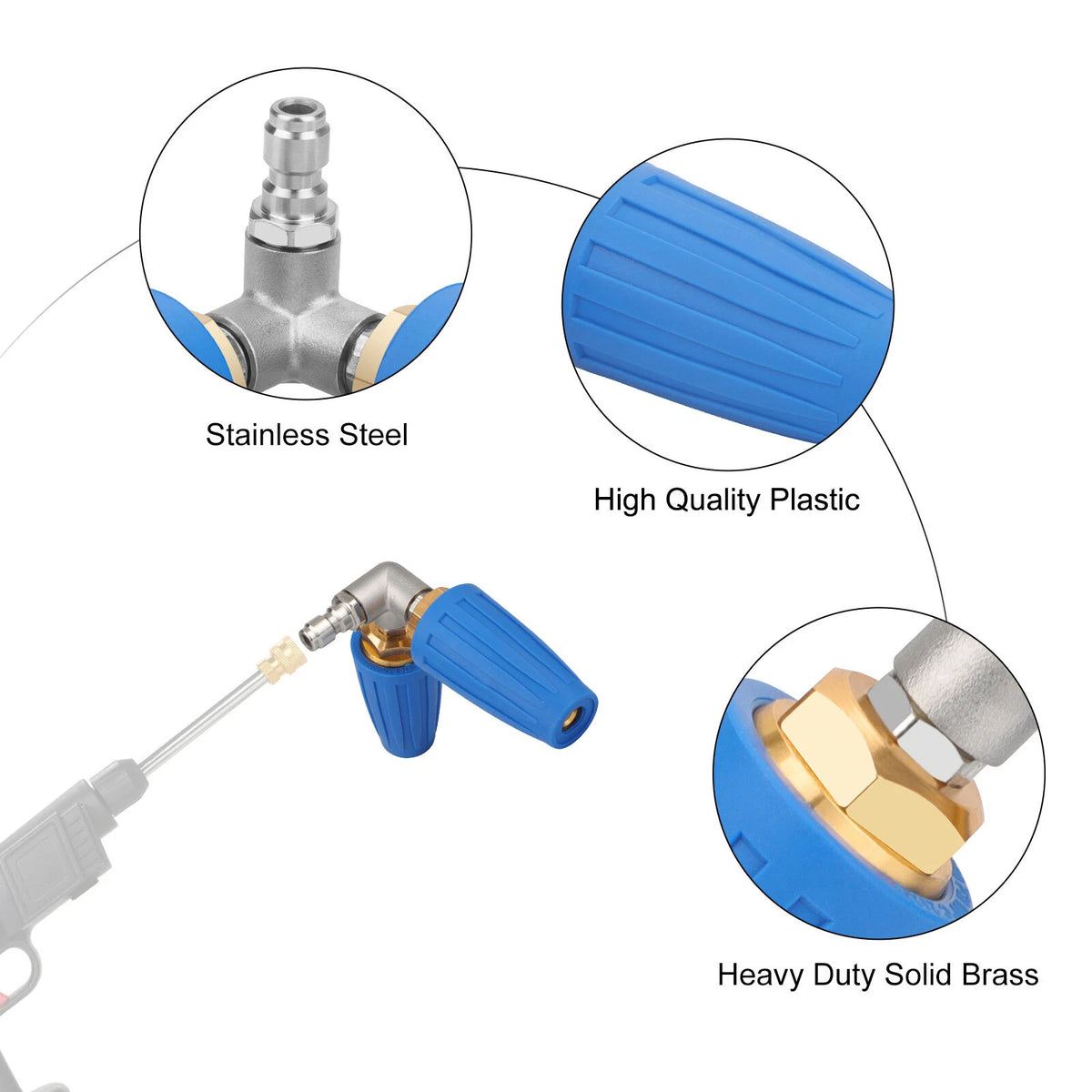 Dual Turbo Nozzle for Pressure Washer 4000 PSI 4-6 GPM 1/4" Quick Connect