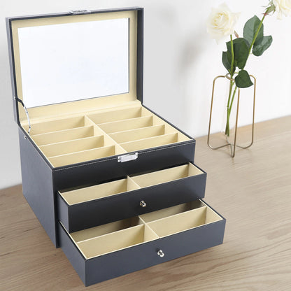 24-Slot Sunglasses Organizer Display Case Storage Box (3/4 Layers)