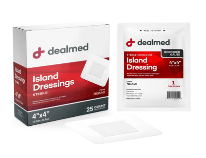 Pack of 25 Sterile Bordered Gauze Island Dressings 4x4 Inch
