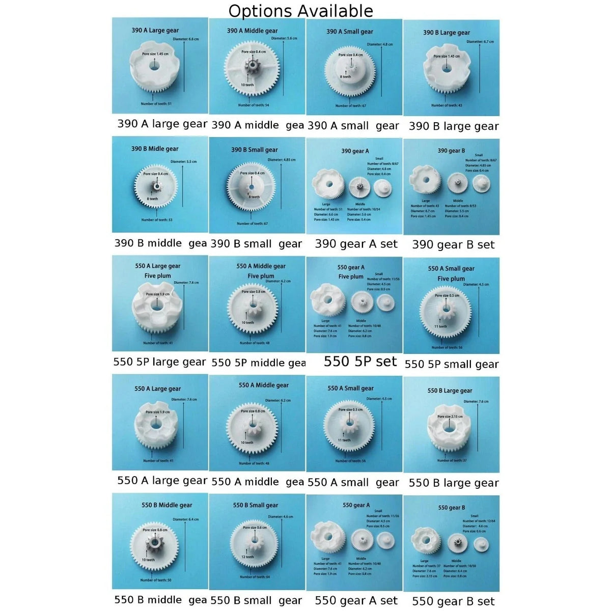Electric Car Gear Set for 550 & 390 Motors