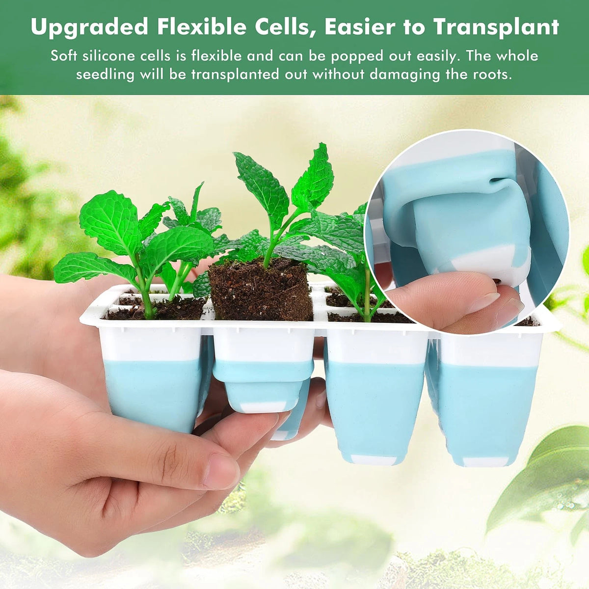 Set of 6 Reusable Seed Starter Trays 72 Cells 8x10x6 Inches Blue
