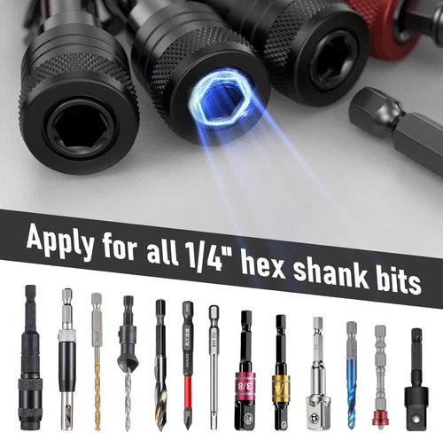 6pc Enhanced Non-Slip Bit Holder Set for 1/4 Inch Drill