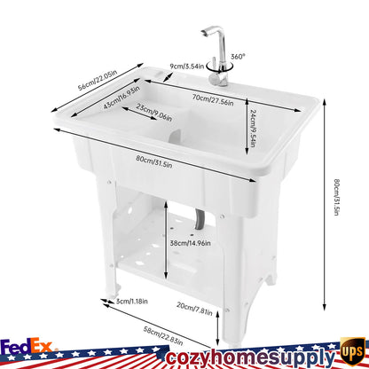 Utility Sink Laundry Tub with Faucet for Laundry Room Garage or Shop