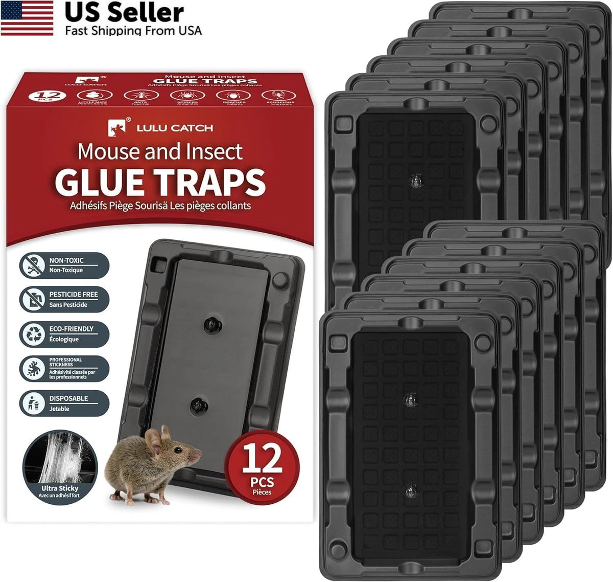 12PCS Mouse Insect Sticky Traps Non-Toxic Indoor Pest Control