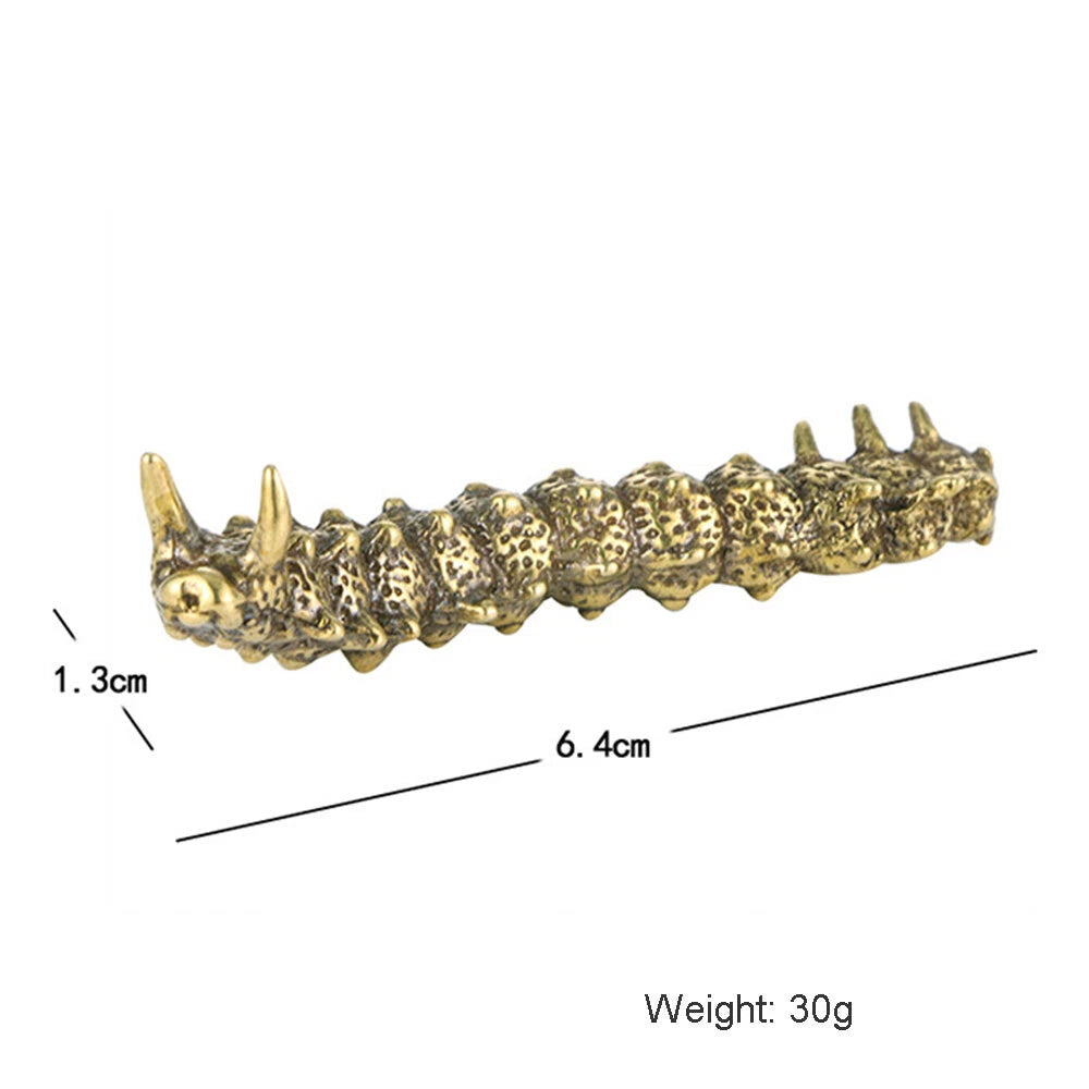 Small Solid Brass Caterpillar Figurine Statue Home Ornament