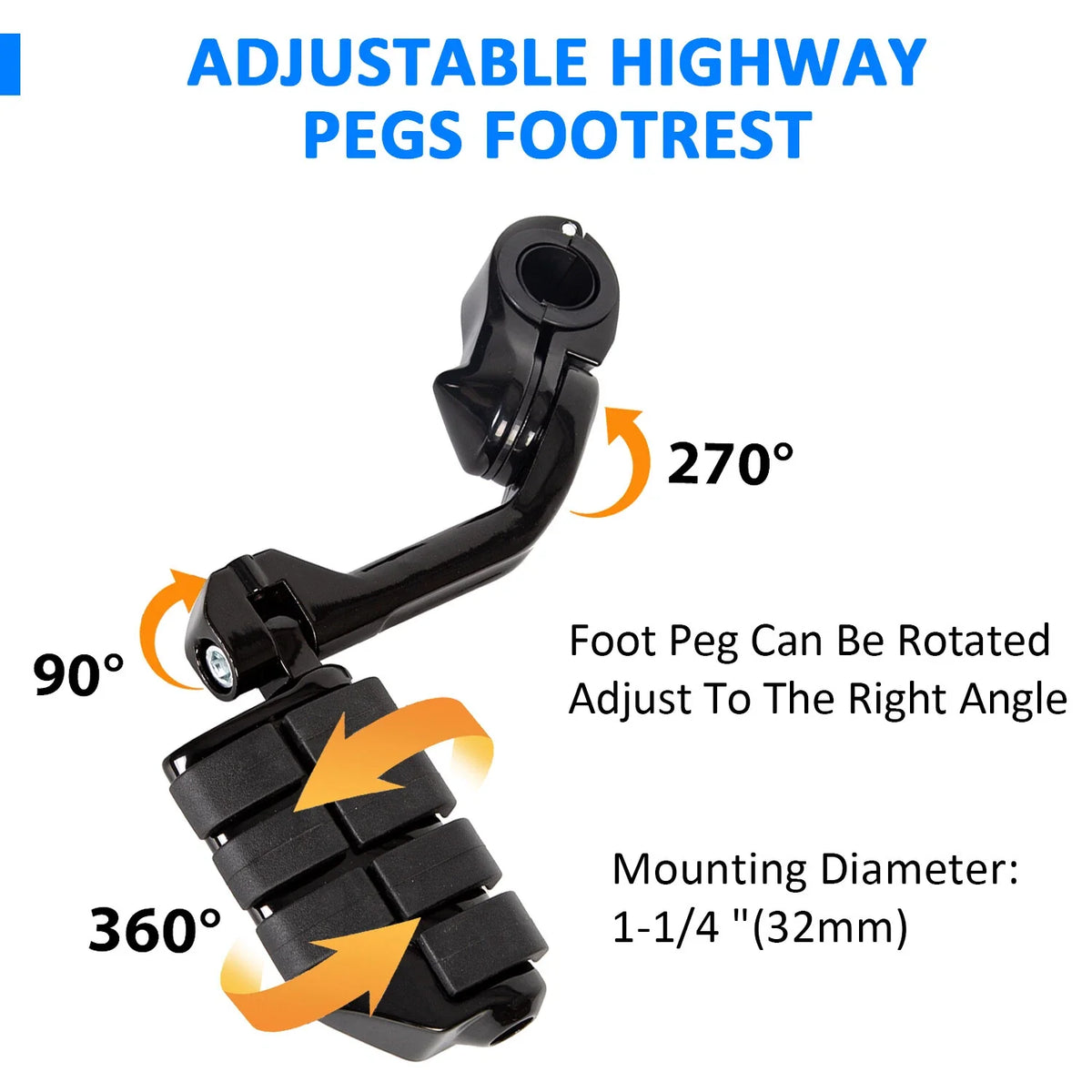 Black Long Highway Foot Pegs for Harley Davidson Street Road Glide