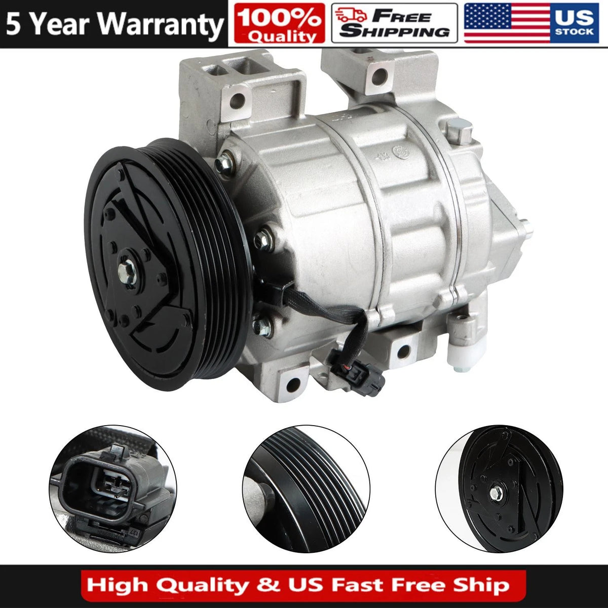 A/C Compressor for Nissan Altima 2.5L (2002–2012) 6512503 92600JA00A CO 10886C