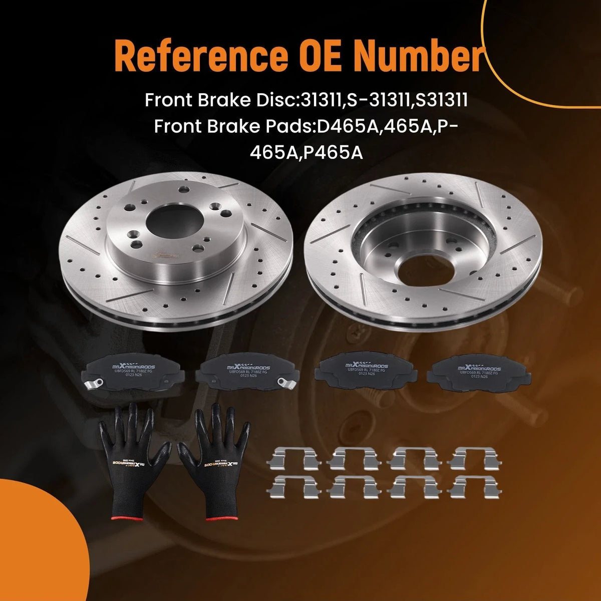 Front Brake Rotors and Pads Set for Honda Civic DX EX LX (2006–2011) 31311 D465A