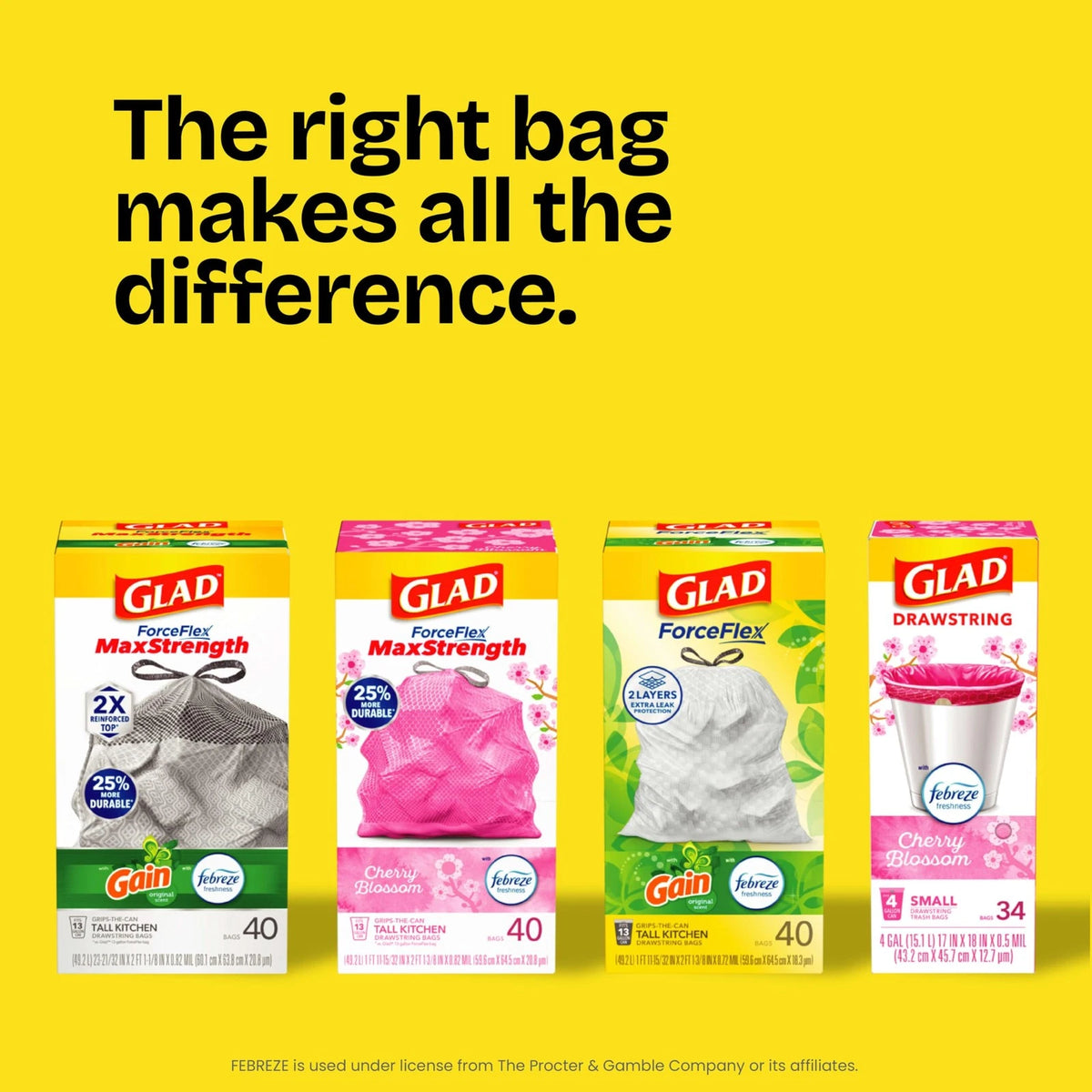 Set of 40 Glad ForceFlex Tall Kitchen Trash Bags 13 Gallon Pine-Sol