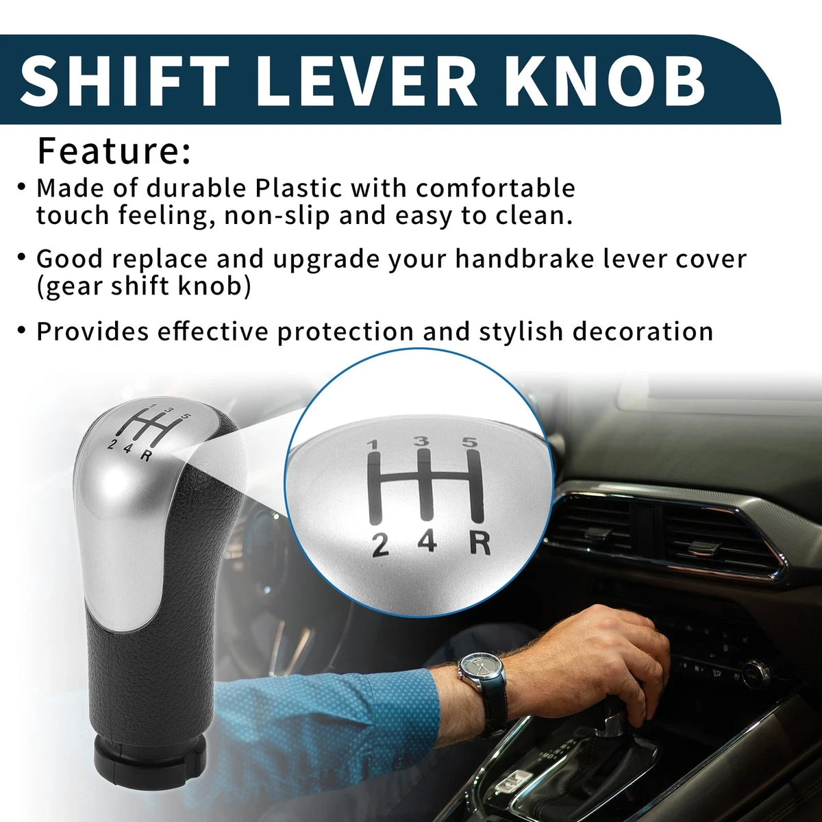 5 Speed Manual Gear Shift Knob for Ford Fiesta MK6 (2001–2010) Black Plastic