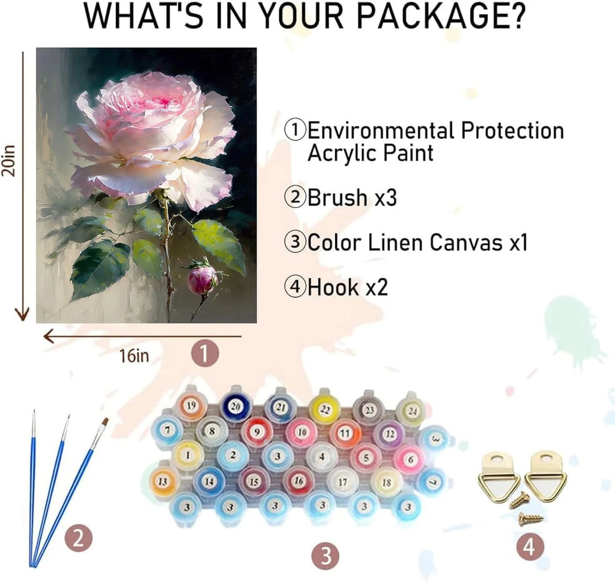 Rose Paint by Numbers for Adults - Flower Frameless (MT12365)