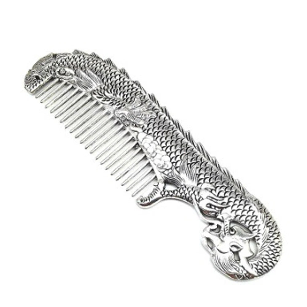 Tibet Silver Handmade Copper Carving Dragon Comb for Car Decoration