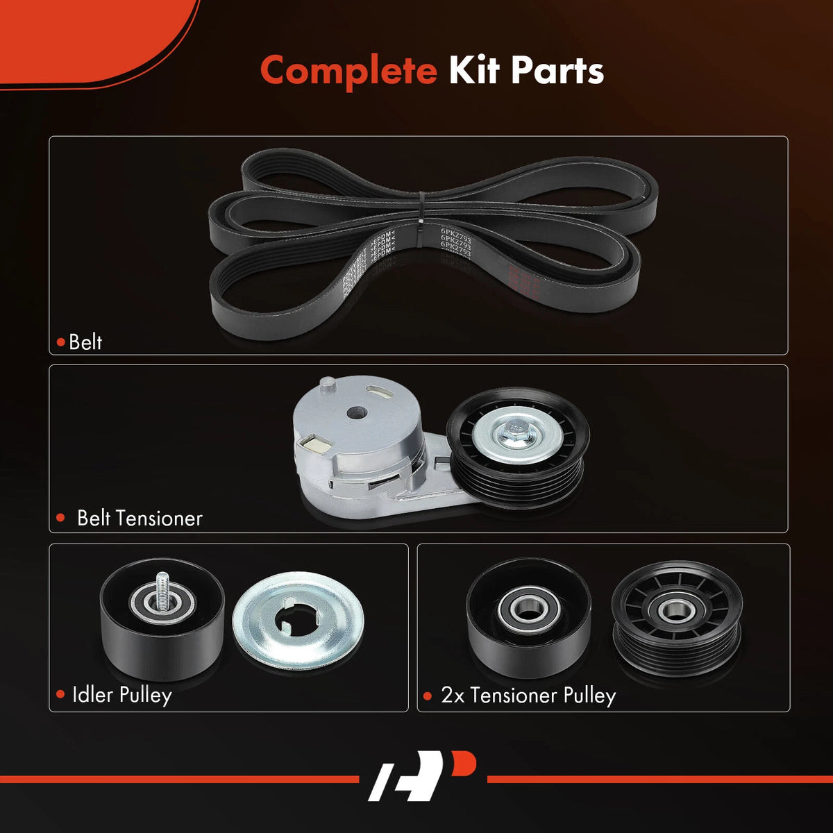 5X Serpentine Belt Drive Component Kit for Buick Terraza, Chevy, Pontiac