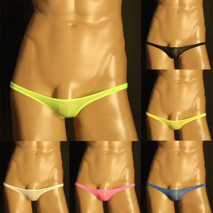 Men's Sexy G String Thongs Underwear Briefs - Ice Silk Triangle Design