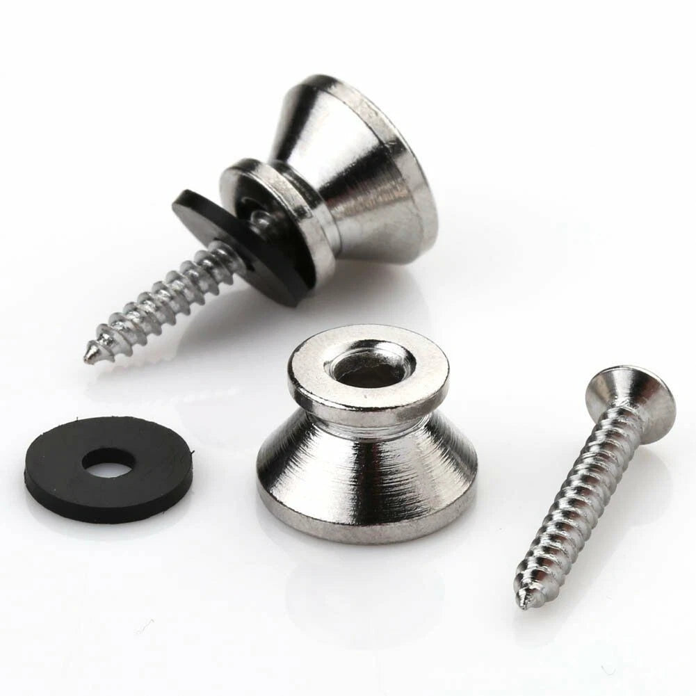Set of 4 Chrome Metal End Pin Strap Buttons for Guitar Bass