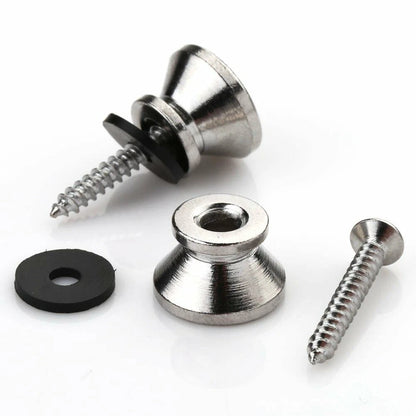 Set of 4 Chrome Metal End Pin Strap Buttons for Guitar Bass