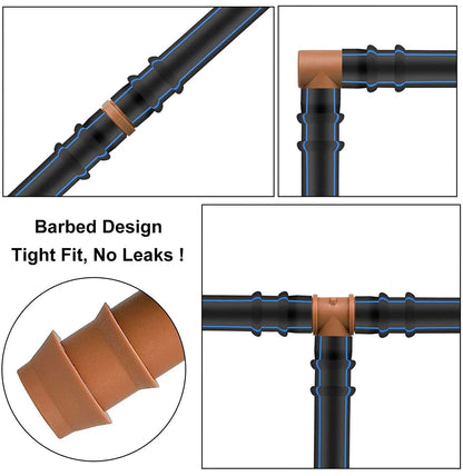 18 Piece Set of 1/2 Inch Drip Irrigation Fittings Tubing Connectors