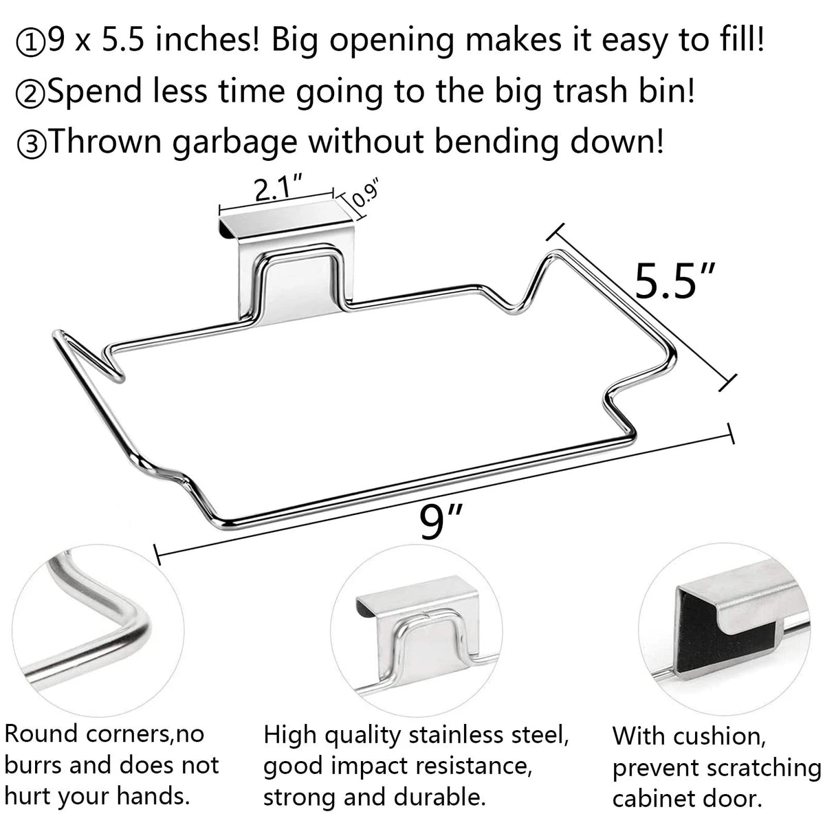 2X Large Stainless Steel Trash Bags for Automotive Use (8.5 x 5.5 x 1.7 inches)