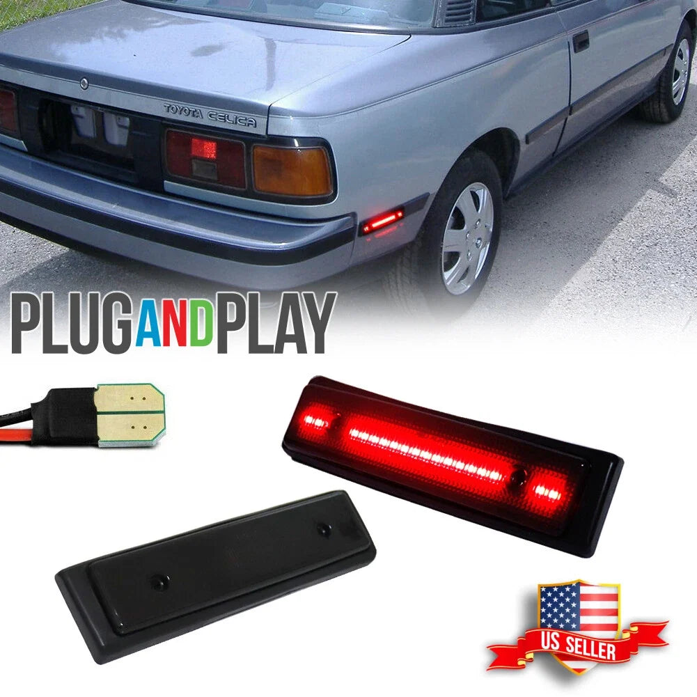 2X Smoked Red LED Rear Bumper Side Marker Lights for Toyota Celica (1986–1989)
