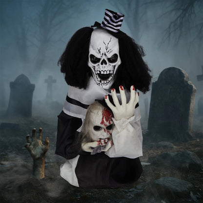 1.8 FT Scary Clown Halloween Decor with Sound for Haunted House Props