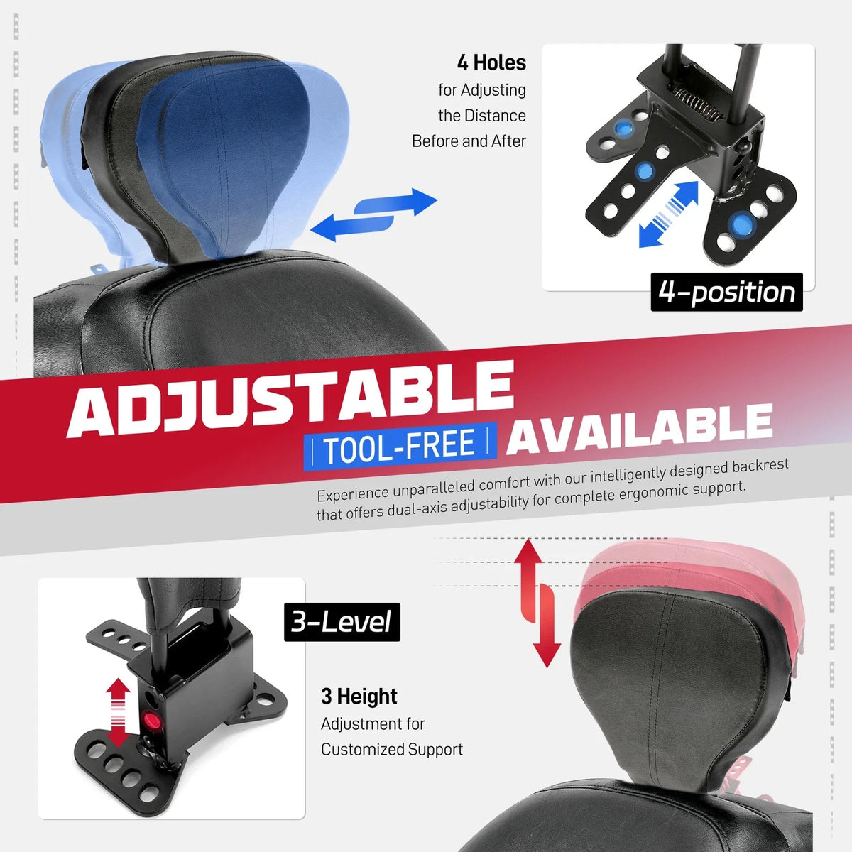 Backrest for Harley Road King, Electra Glide, Street Glide (88–up)