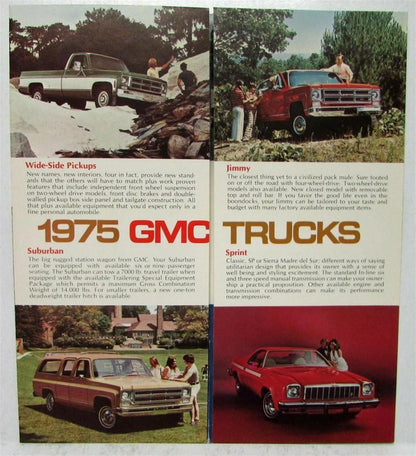 GMC Jimmy Sprint Pickup Suburban Astro Trucks Sales Mailer Folder (1975)