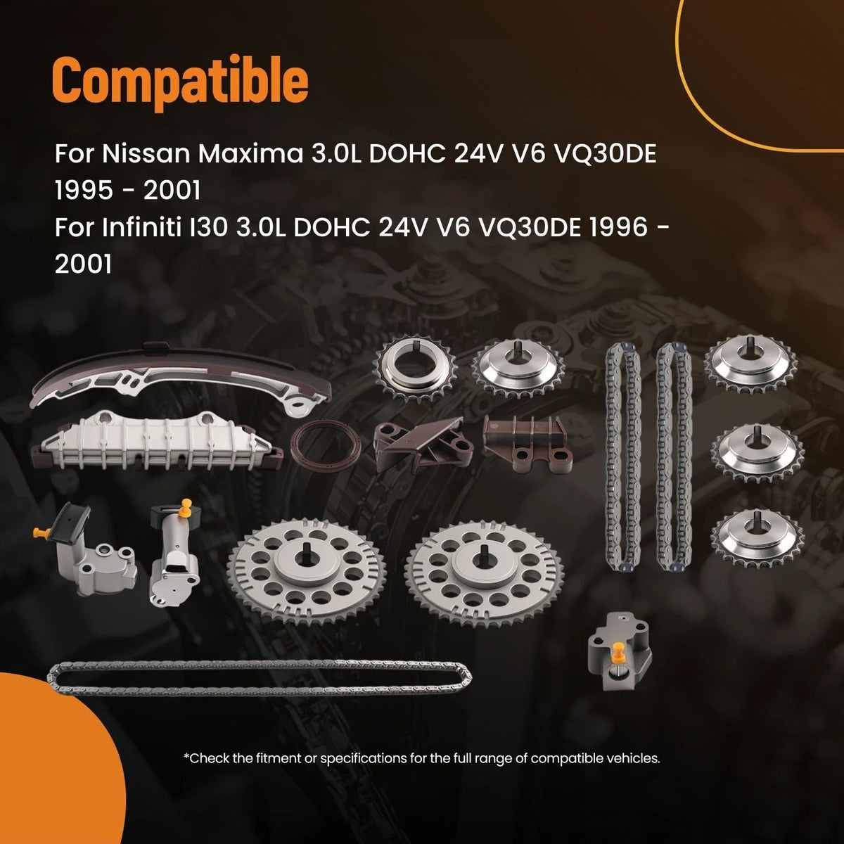 Engine Timing Chain Kit w/ Tensioner for Nissan Maxima 3.0L (1995–2001)