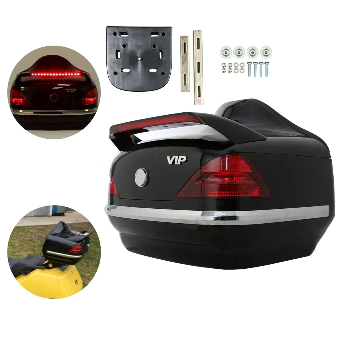 Universal Motorcycle Tail Box Luggage Trunk with Tail Light for Honda Harley Yamaha