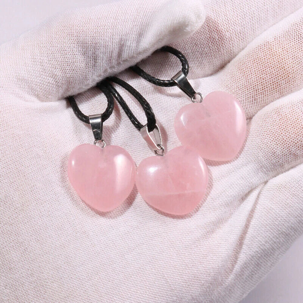 50pcs 20mm Rose Quartz Heart Pendants for Jewelry Making