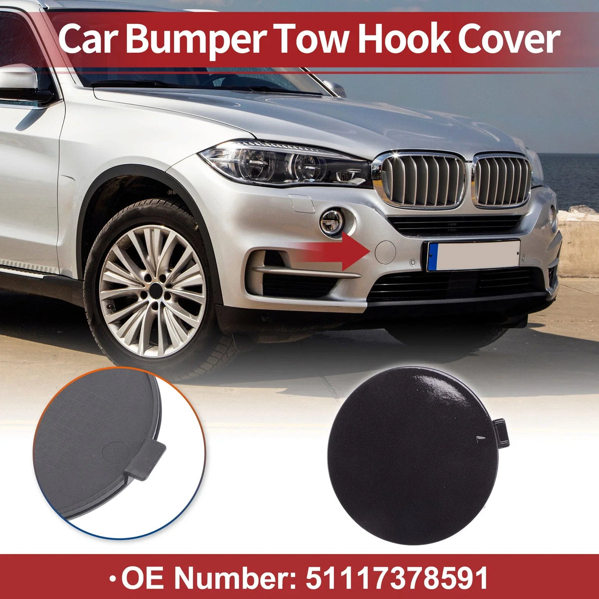 Front Car Bumper Tow Hook Cover for BMW X5 F15 (2014–2018) No. 51117378591 Brown