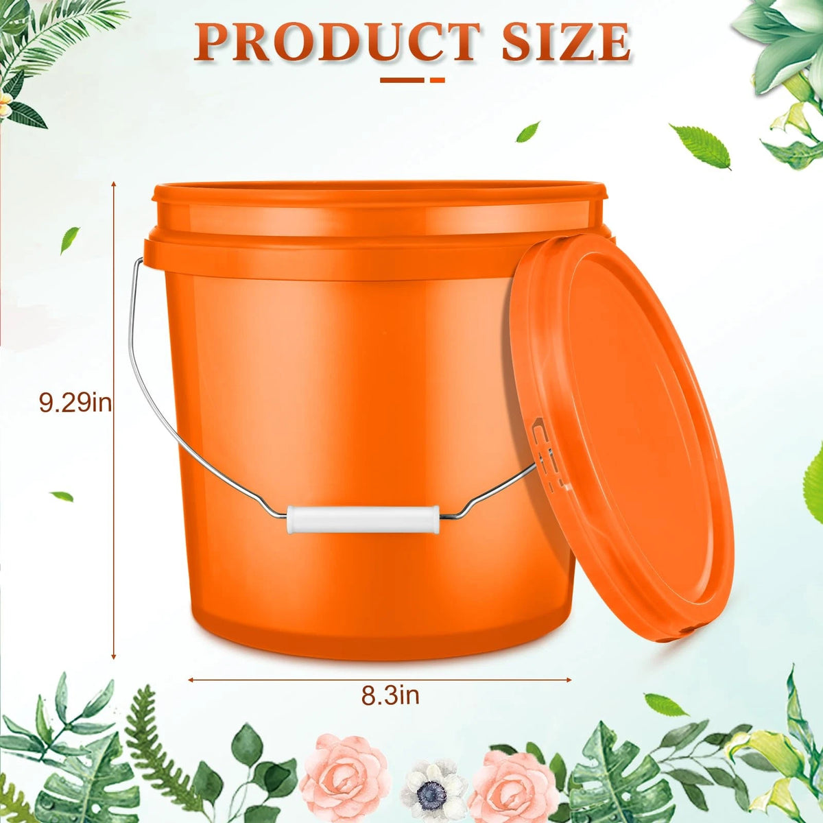 2 Gallon Heavy Duty Plastic Bucket with Lid for Food Storage & Painting