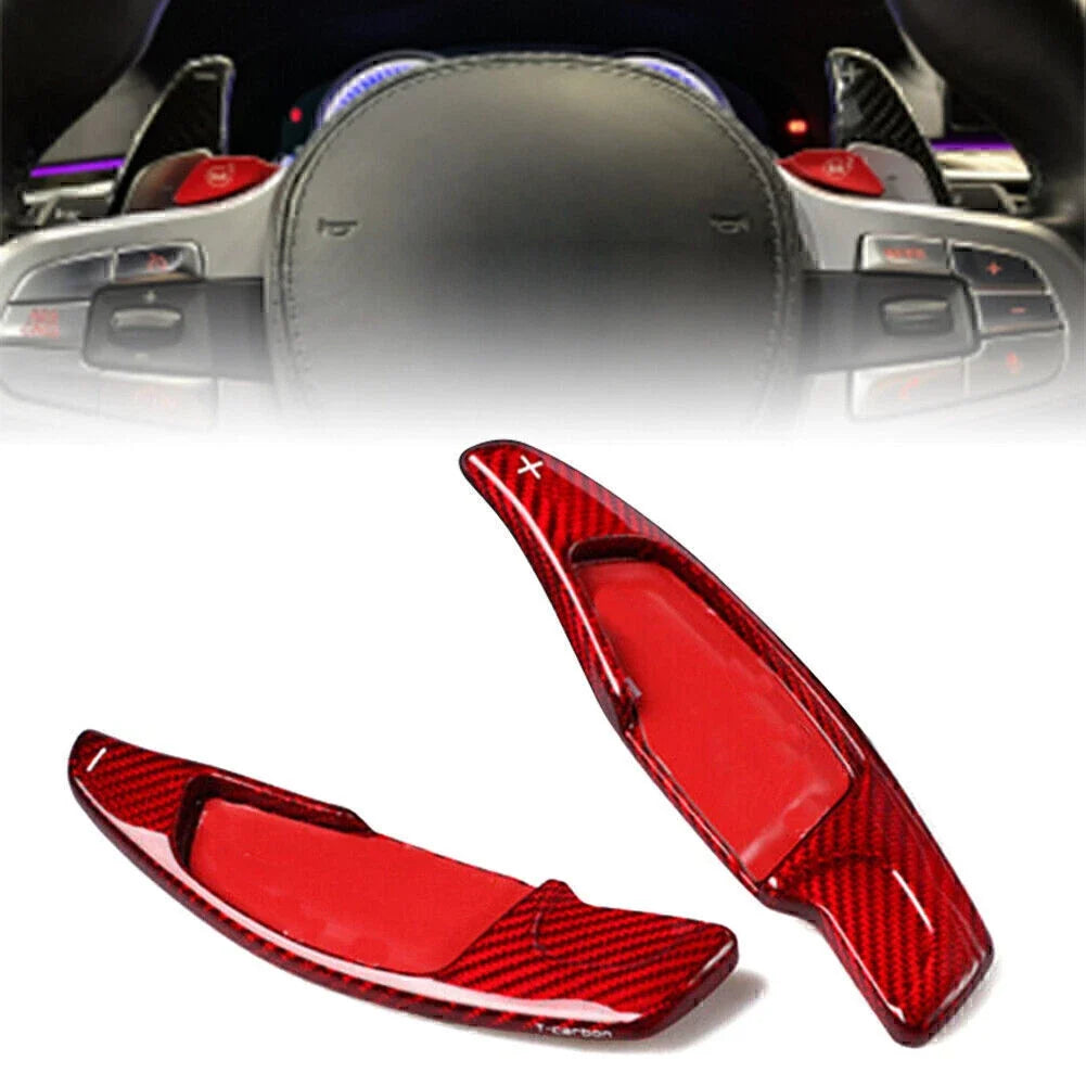 Red Carbon Fiber Shift Paddle Extensions for BMW 5/7 Series (2010–2023)