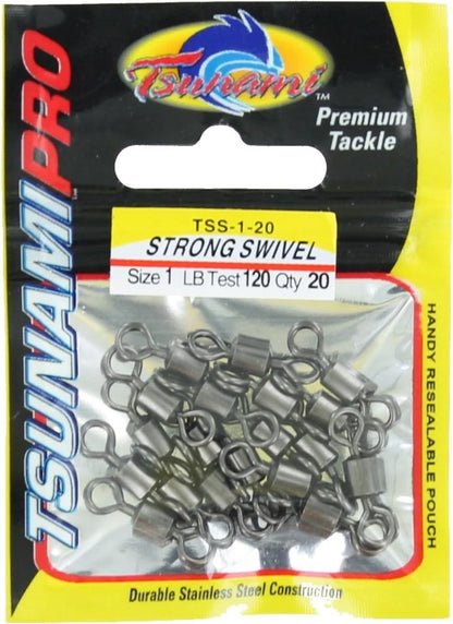Pro Black Chrome Fishing Swivel - 120lb Stainless Steel Size 10-1/0
