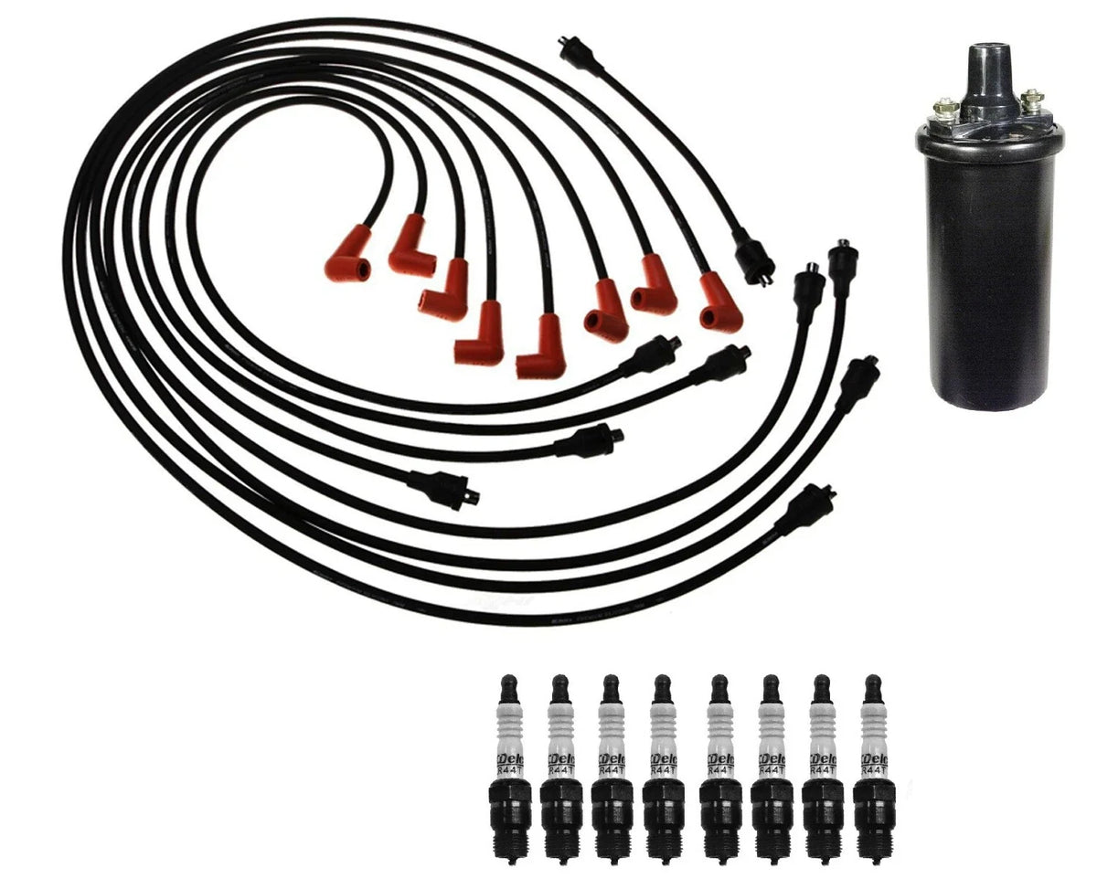 Ignition Wires & Spark Plugs Kit for Chevy Corvette GMC K15 K25 (1 Coil, 8 Plugs)
