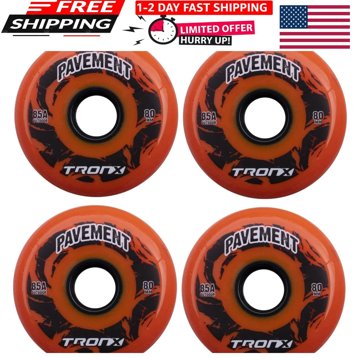 4X Inline Roller Hockey Wheels for Outdoor Asphalt Pavement (59mm, 68mm)