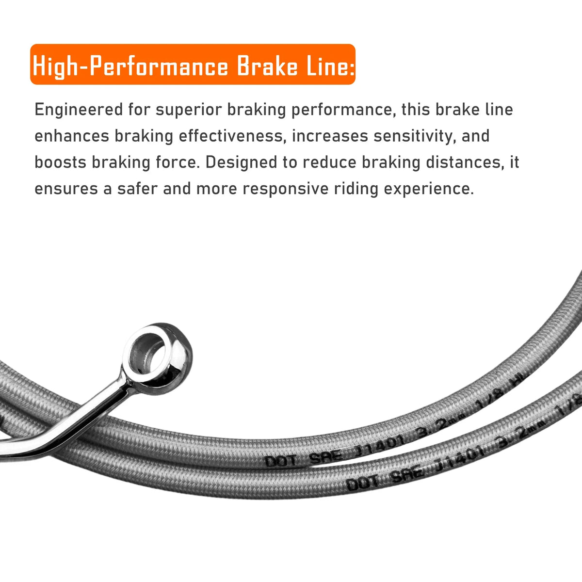 14" Chrome Brake Line for Harley Electra Glide, Street Glide, Road King (2000–2023)