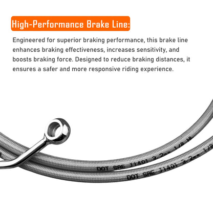 14" Chrome Brake Line for Harley Electra Glide, Street Glide, Road King (2000–2023)