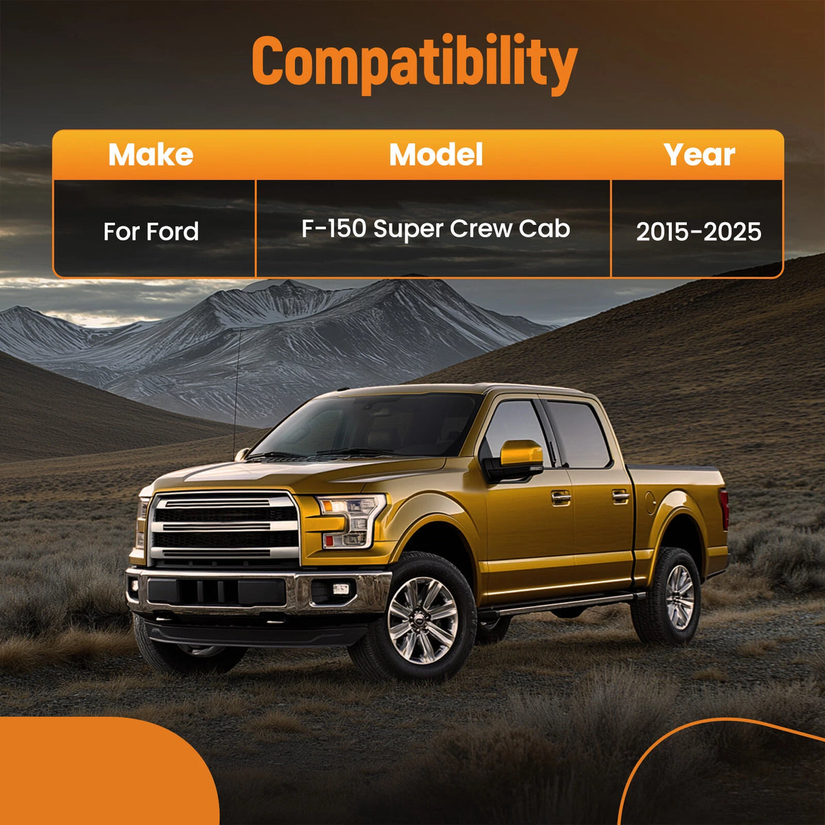 2X TPE Waterproof Floor Mat Liners for Ford F-150 Super Crew Cab (2015–2025) 30H67E
