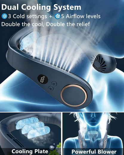 Neck Fan with Cooling Plate for Universal Use (Rechargeable, Ultra Quiet)