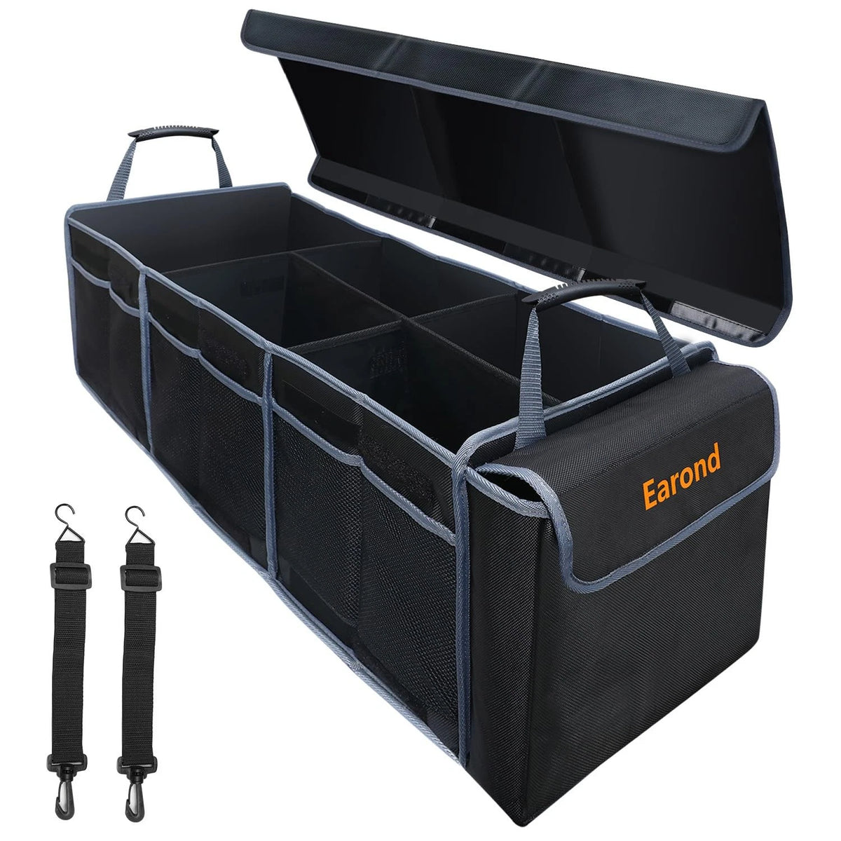 Car Trunk Organizer with Lid for SUV, Sedan, Jeep (Collapsible Storage)