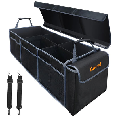 Car Trunk Organizer with Lid for SUV, Sedan, Jeep (Collapsible Storage)