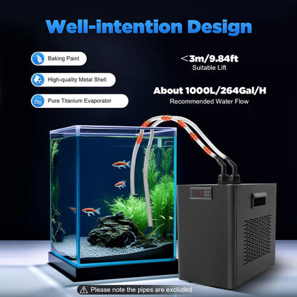 Aquarium Chiller 1/10 HP 270W for Fish (32-122°F Adjustable)