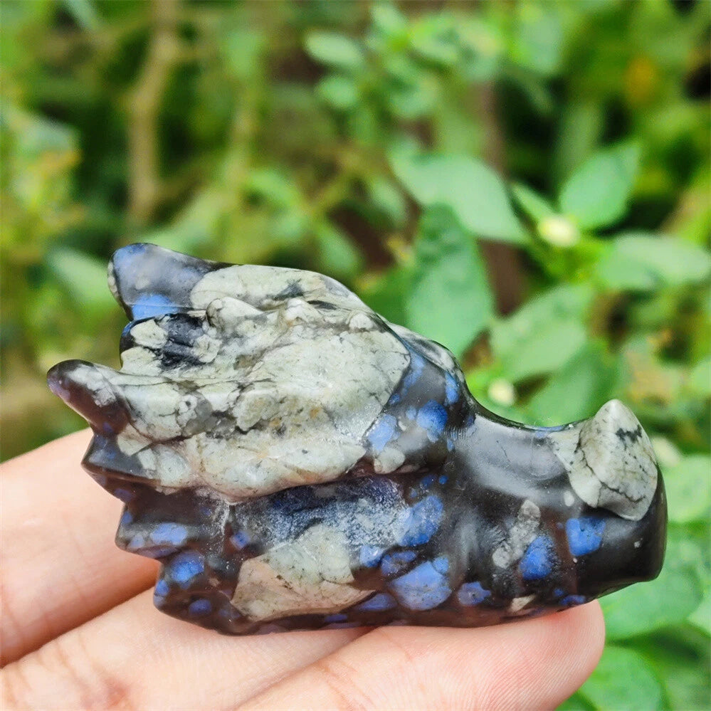 2" Natural Hand Carved Dragon Skull Quartz Crystal Gem for Healing