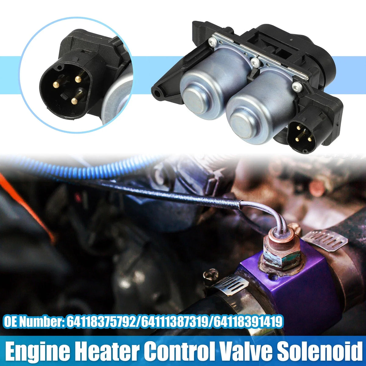 Engine Heater Control Valve Solenoid No.64118375792 for BMW 318i (1992–1999)