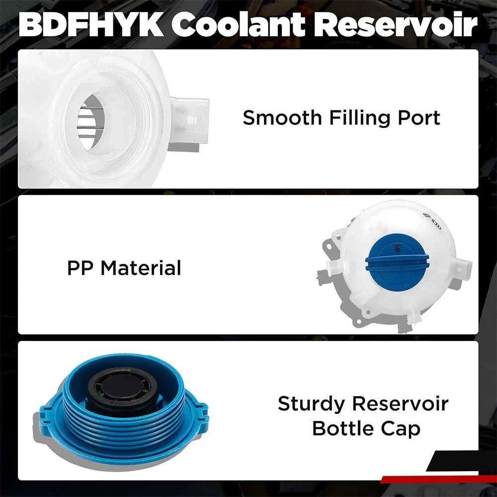 Coolant Reservoir Tank w/Cap for Volkswagen Jetta Passat Beetle Audi (2005–2018)