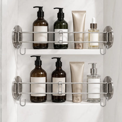 2X RV Shower Corner Storage for Adjustable Length 7.5-13.5 Inch, Silver