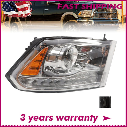 Projector Chrome Headlights w/ LED DRL for Ram 1500/2500/3500 (2013–2015) - CH2503244, 68093216AD, 68324940AD